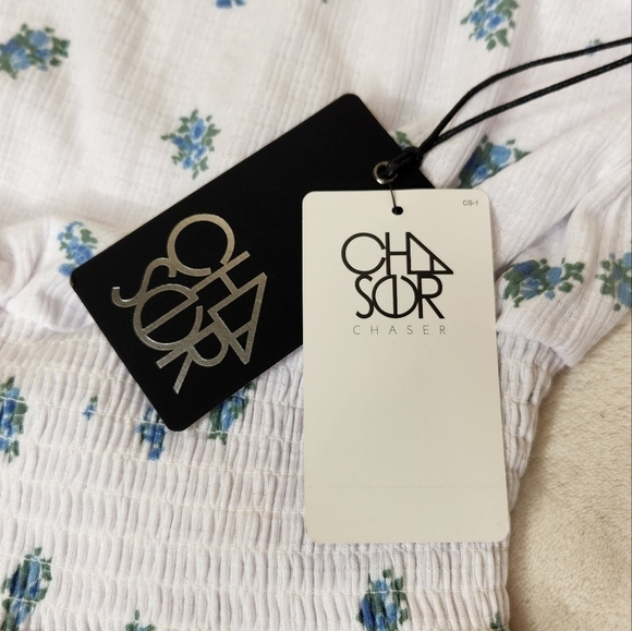 Chaser White Tank with Blue/Green Floral Accents Size L - Picture 5 of 12